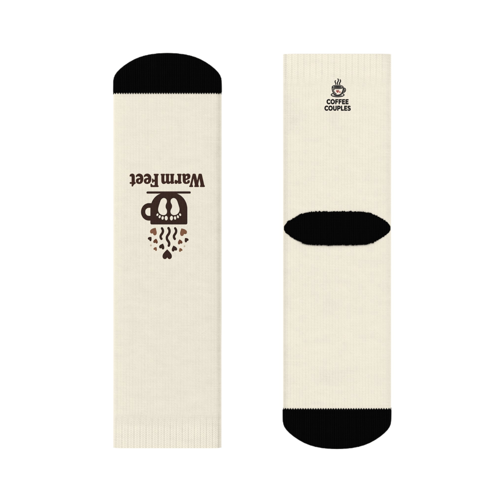 Warm Feet Crew Socks — Coffee Couples Bean Mug Design