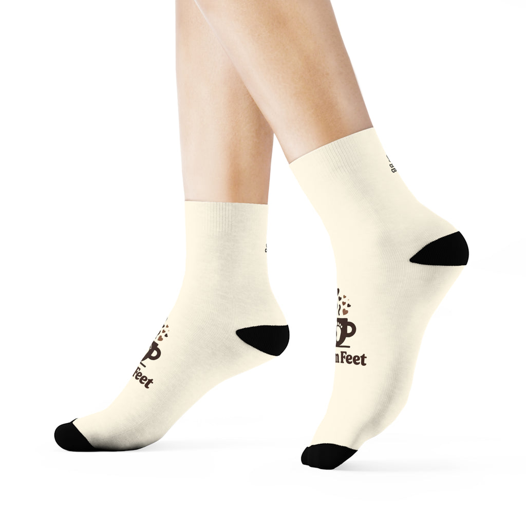 Warm Feet Crew Socks — Coffee Couples Bean Mug Design