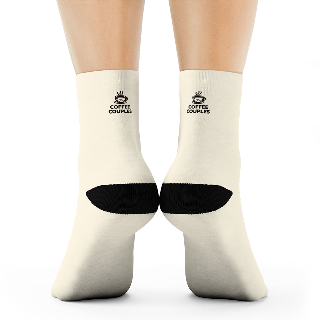 Warm Feet Crew Socks — Coffee Couples Bean Mug Design